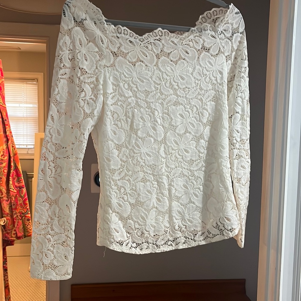 Off white lace long sleeve top